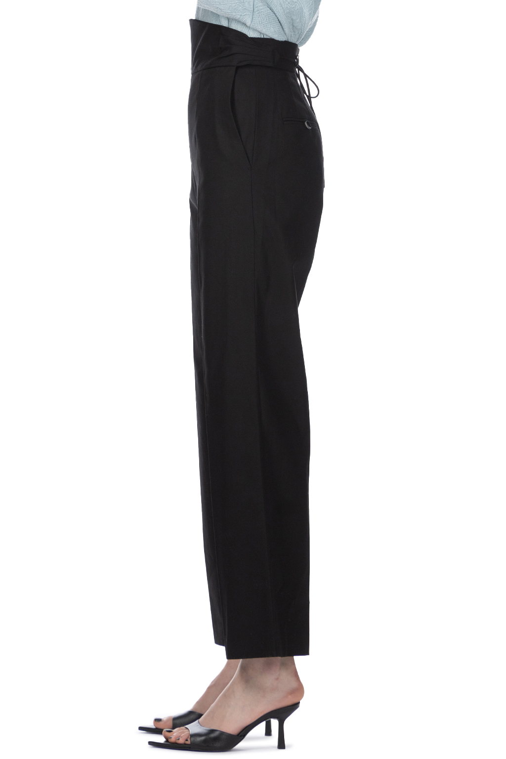 Mame Kurogouchi - Back String Cotton Flare Trousers - Black